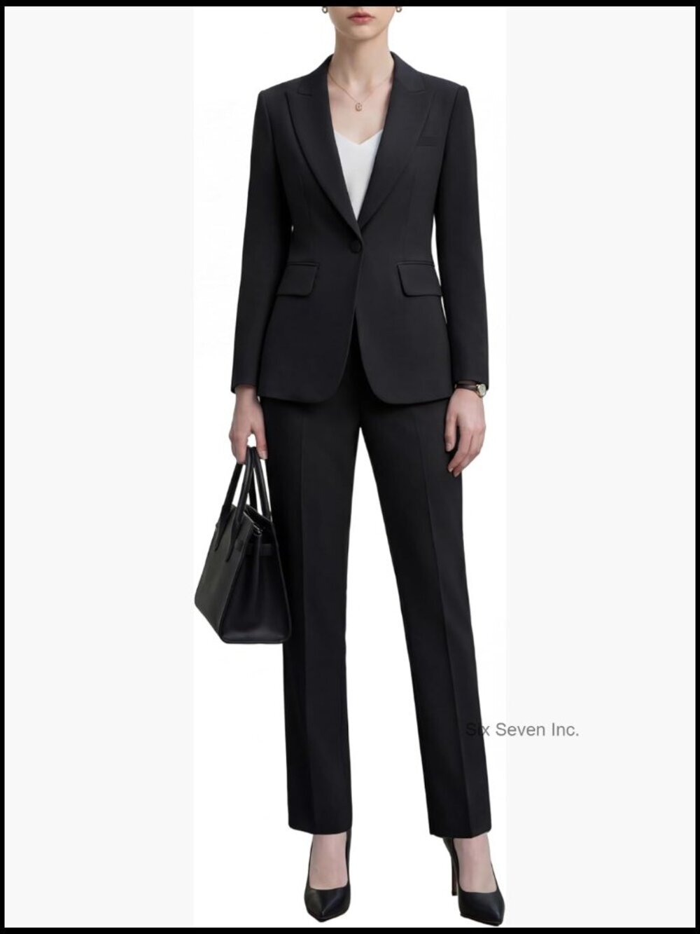 Wrinkle-Free Women's 2-Piece Pantsuit Set Blazer & Pants Business Office